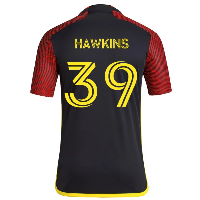 Danxen Enfant Maillot Stuart Hawkins #39 Rouge Noir Tenues Extérieur 2024/25 T-Shirt