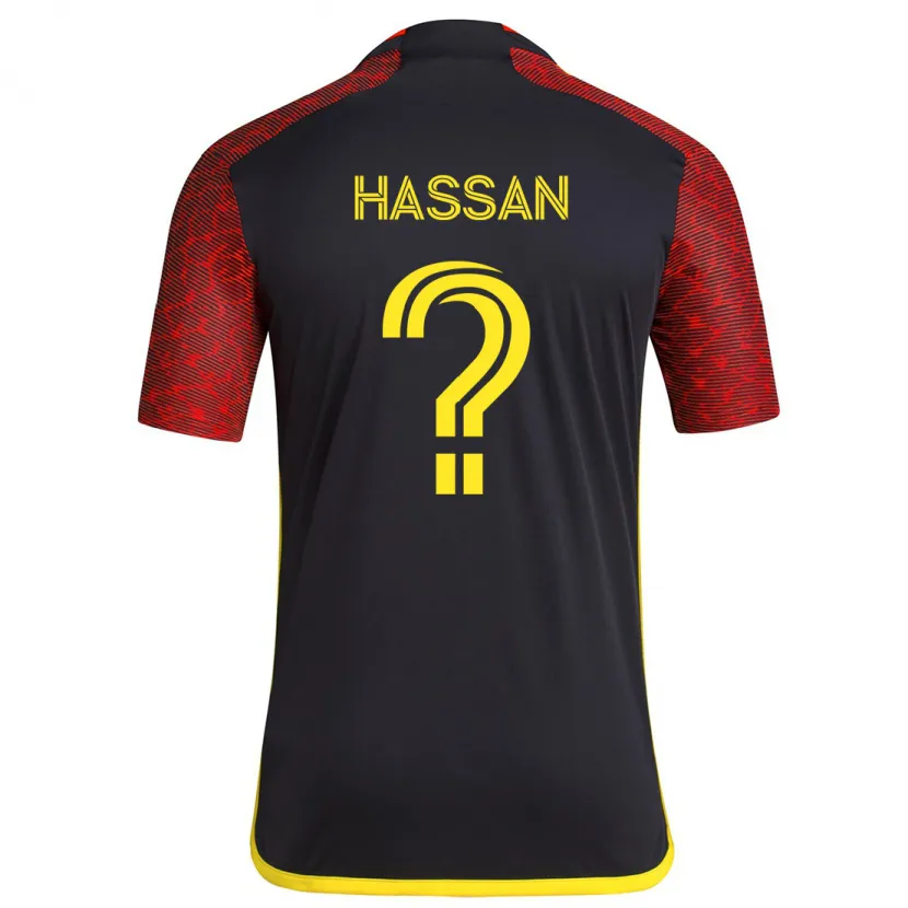 Danxen Enfant Maillot Omar Hassan #0 Rouge Noir Tenues Extérieur 2024/25 T-Shirt