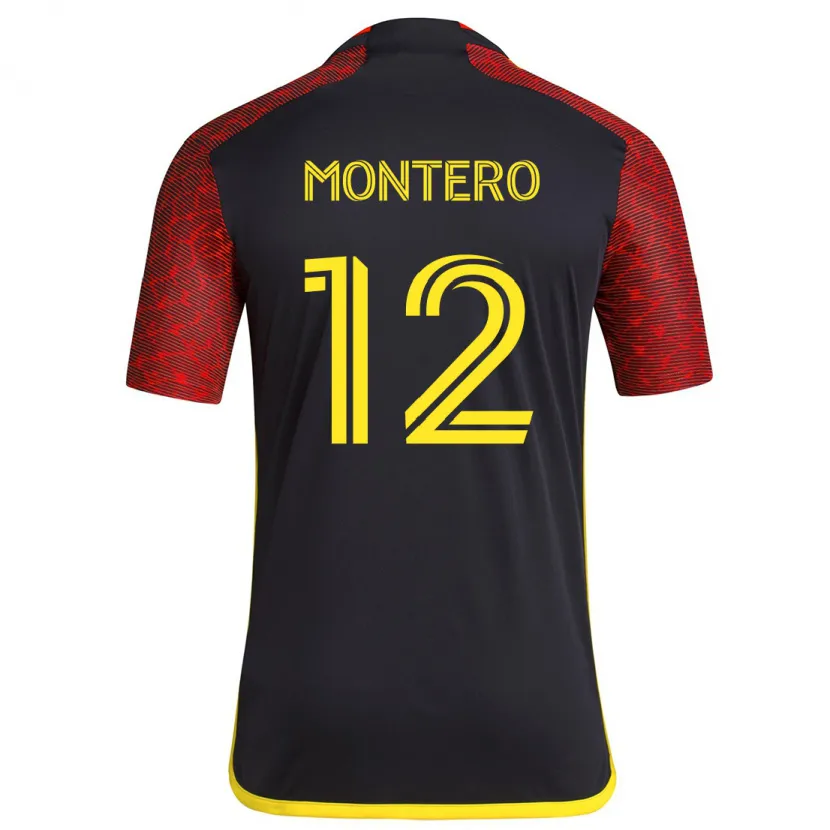 Danxen Enfant Maillot Fredy Montero #12 Rouge Noir Tenues Extérieur 2024/25 T-Shirt