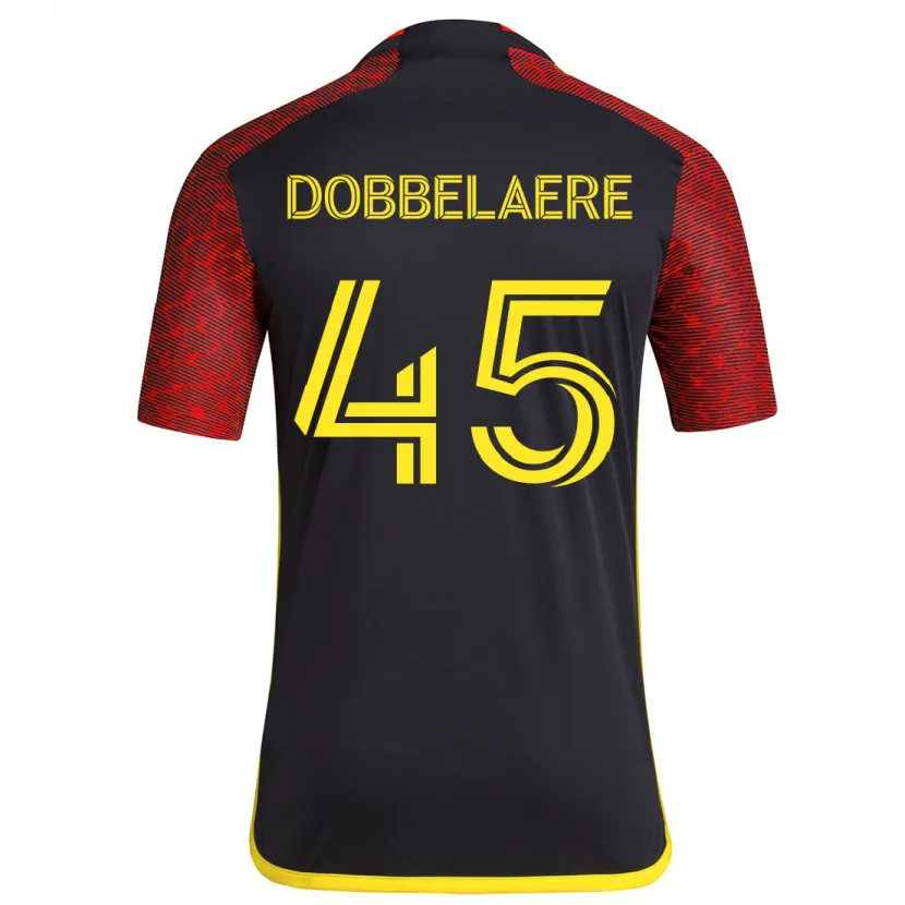 Danxen Enfant Maillot Ethan Dobbelaere #45 Rouge Noir Tenues Extérieur 2024/25 T-Shirt