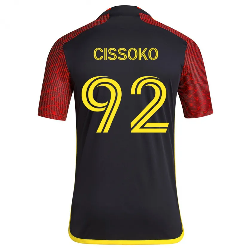 Danxen Enfant Maillot Abdoulaye Cissoko #92 Rouge Noir Tenues Extérieur 2024/25 T-Shirt