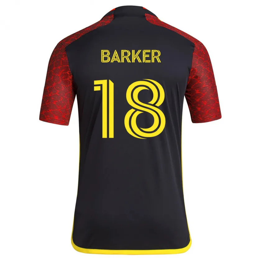 Danxen Enfant Maillot Alicia Barker #18 Rouge Noir Tenues Extérieur 2024/25 T-Shirt