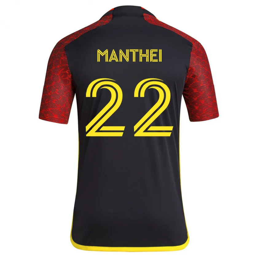 Danxen Enfant Maillot Leahi Manthei #22 Rouge Noir Tenues Extérieur 2024/25 T-Shirt