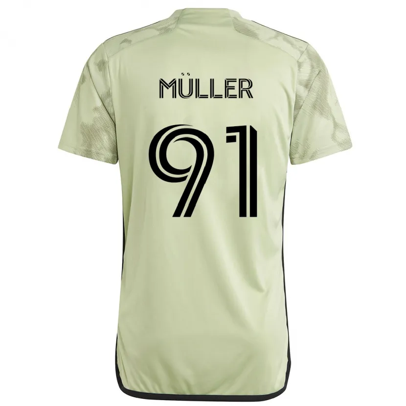 Danxen Enfant Maillot Luis Müller #91 Vert Clair Tenues Extérieur 2024/25 T-Shirt