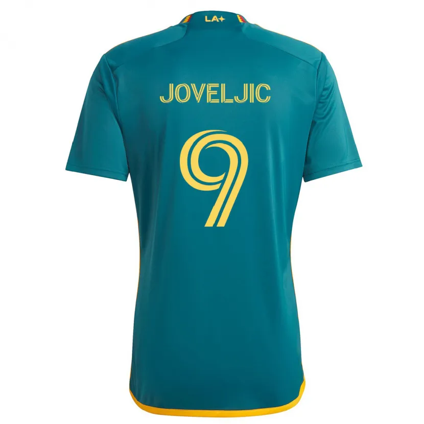 Danxen Enfant Maillot Dejan Joveljic #9 Vert Jaune Tenues Extérieur 2024/25 T-Shirt