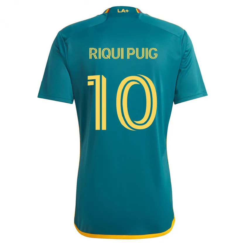 Danxen Enfant Maillot Riqui Puig #10 Vert Jaune Tenues Extérieur 2024/25 T-Shirt