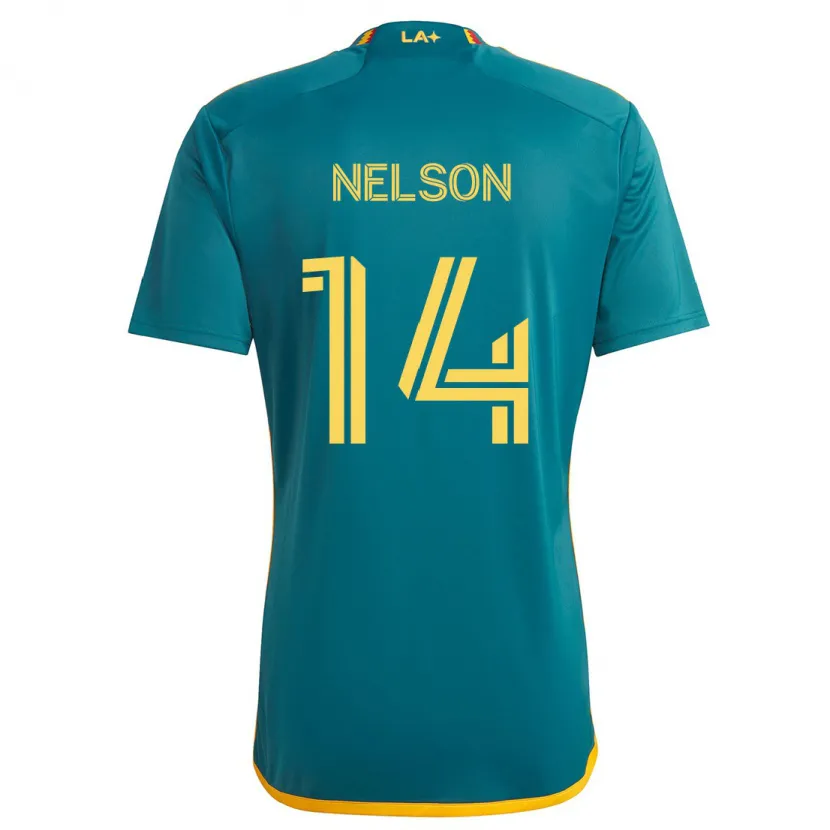 Danxen Enfant Maillot John Nelson #14 Vert Jaune Tenues Extérieur 2024/25 T-Shirt