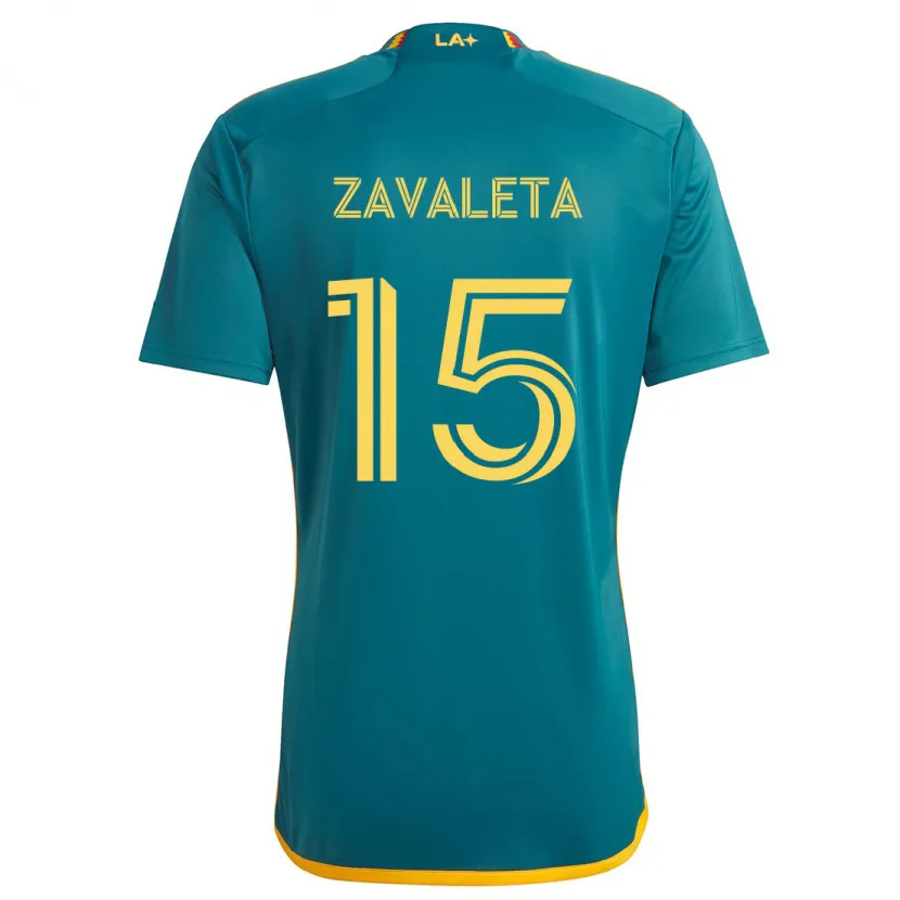 Danxen Enfant Maillot Eriq Zavaleta #15 Vert Jaune Tenues Extérieur 2024/25 T-Shirt