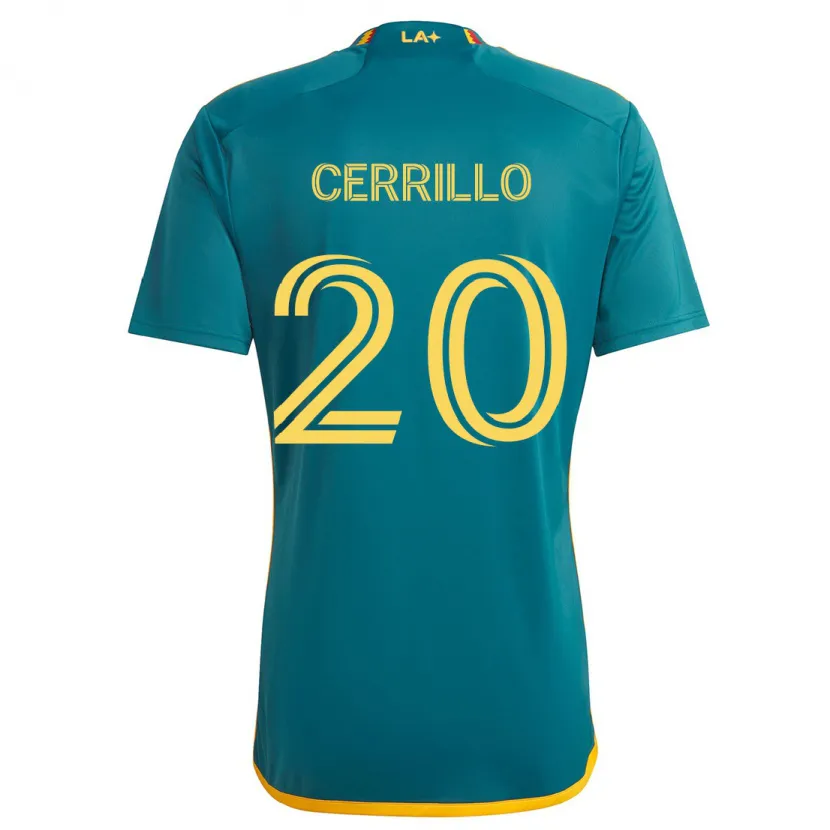 Danxen Enfant Maillot Edwin Cerrillo #20 Vert Jaune Tenues Extérieur 2024/25 T-Shirt