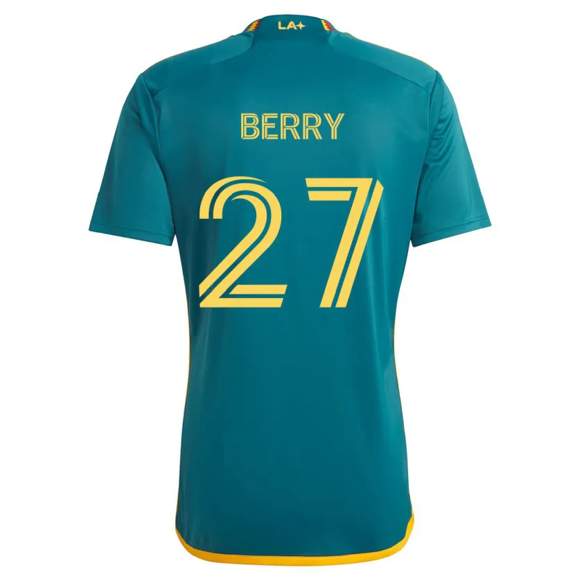 Danxen Enfant Maillot Miguel Berry #27 Vert Jaune Tenues Extérieur 2024/25 T-Shirt