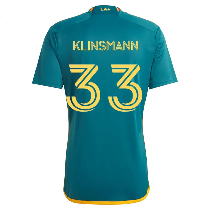 Danxen Enfant Maillot Jonathan Klinsmann #33 Vert Jaune Tenues Extérieur 2024/25 T-Shirt