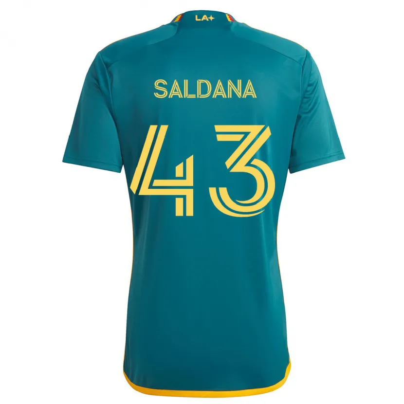 Danxen Enfant Maillot Adam Saldaña #43 Vert Jaune Tenues Extérieur 2024/25 T-Shirt