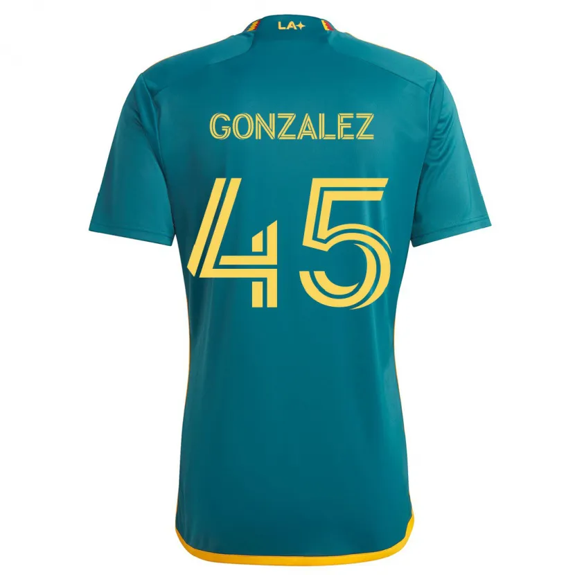 Danxen Enfant Maillot Adrián González #45 Vert Jaune Tenues Extérieur 2024/25 T-Shirt