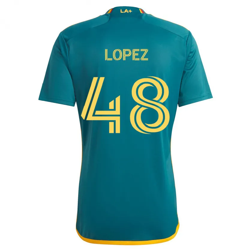 Danxen Enfant Maillot Diego López #48 Vert Jaune Tenues Extérieur 2024/25 T-Shirt