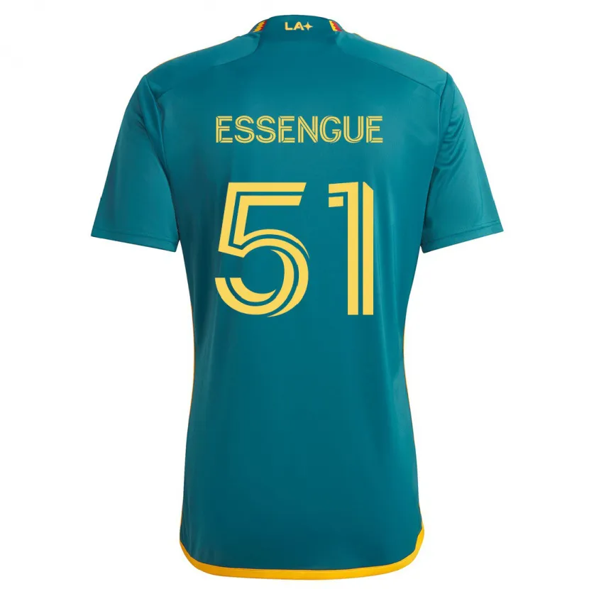 Danxen Enfant Maillot Ascel Essengue #51 Vert Jaune Tenues Extérieur 2024/25 T-Shirt