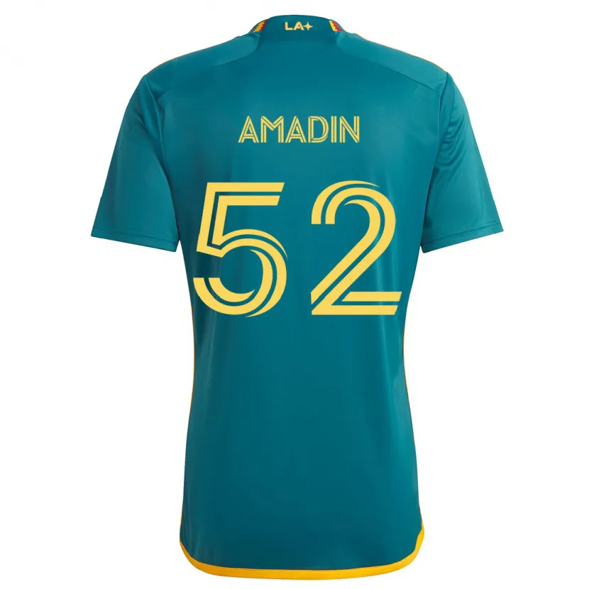 Danxen Enfant Maillot Elijah Amadin #52 Vert Jaune Tenues Extérieur 2024/25 T-Shirt