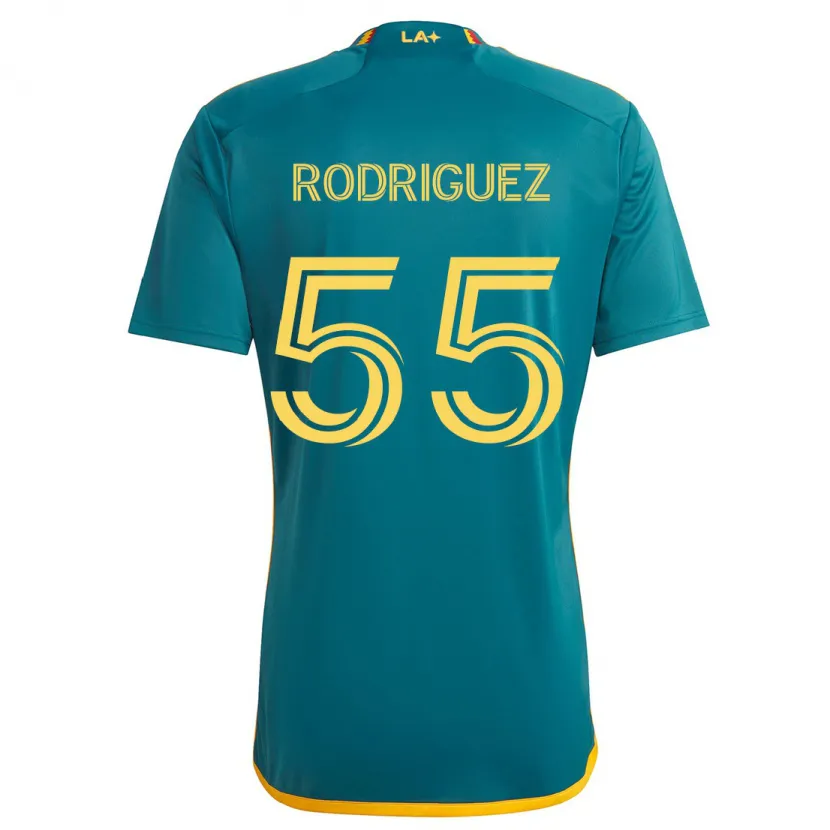 Danxen Enfant Maillot Diego Rodriguez #55 Vert Jaune Tenues Extérieur 2024/25 T-Shirt