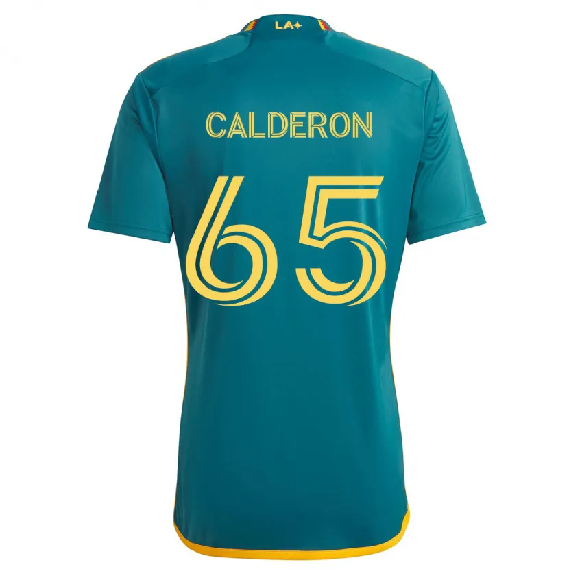 Danxen Enfant Maillot Juan Calderón #65 Vert Jaune Tenues Extérieur 2024/25 T-Shirt