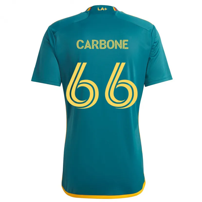 Danxen Enfant Maillot Matteo Carbone #66 Vert Jaune Tenues Extérieur 2024/25 T-Shirt