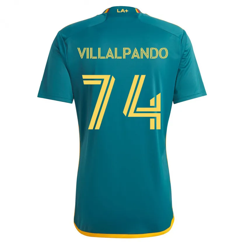 Danxen Enfant Maillot Sergio Villalpando #74 Vert Jaune Tenues Extérieur 2024/25 T-Shirt