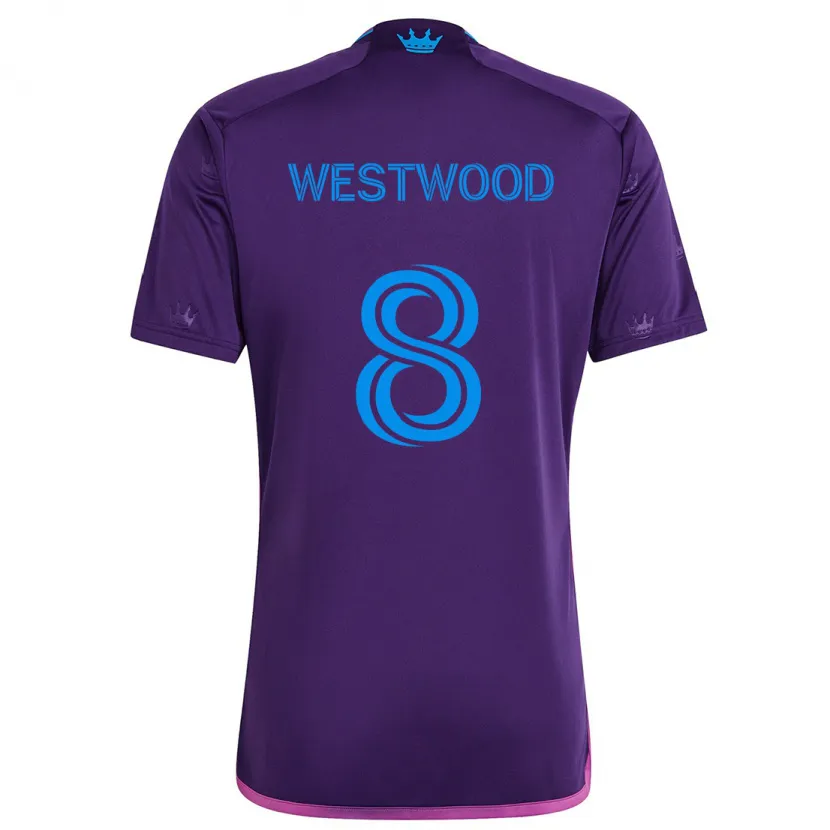 Danxen Enfant Maillot Ashley Westwood #8 Bleu Violet Tenues Extérieur 2024/25 T-Shirt