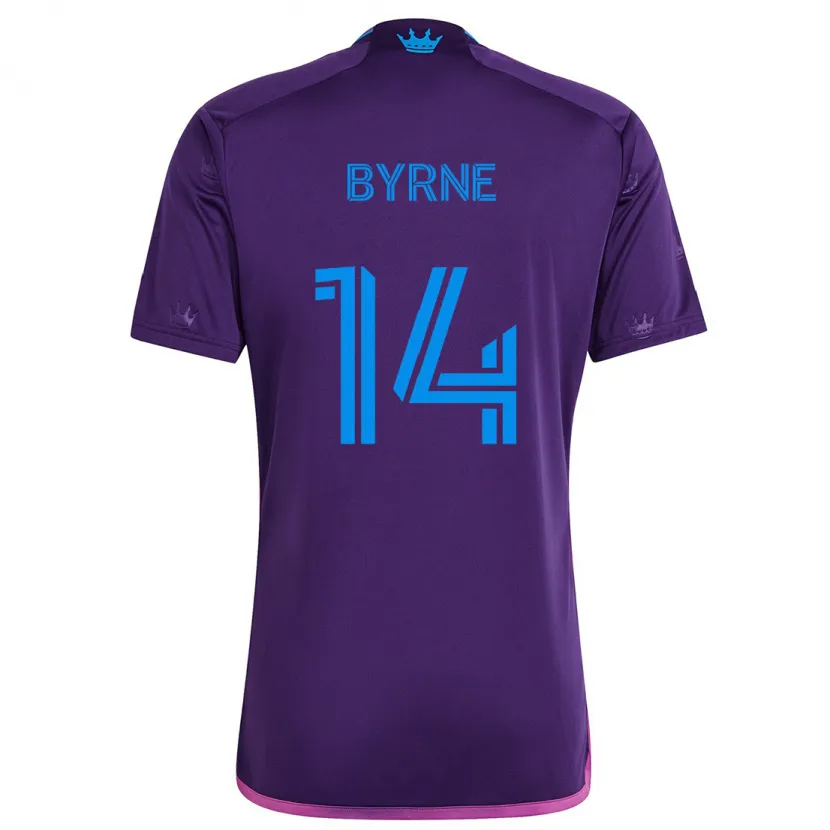 Danxen Enfant Maillot Nathan Byrne #14 Bleu Violet Tenues Extérieur 2024/25 T-Shirt