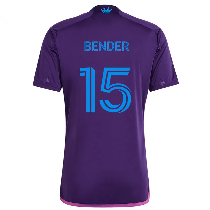 Danxen Enfant Maillot Ben Bender #15 Bleu Violet Tenues Extérieur 2024/25 T-Shirt