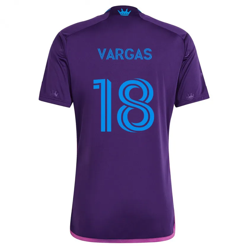 Danxen Enfant Maillot Kerwin Vargas #18 Bleu Violet Tenues Extérieur 2024/25 T-Shirt