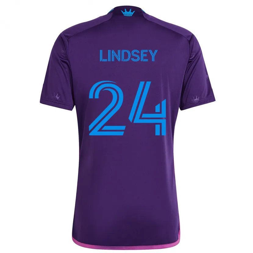 Danxen Enfant Maillot Jaylin Lindsey #24 Bleu Violet Tenues Extérieur 2024/25 T-Shirt