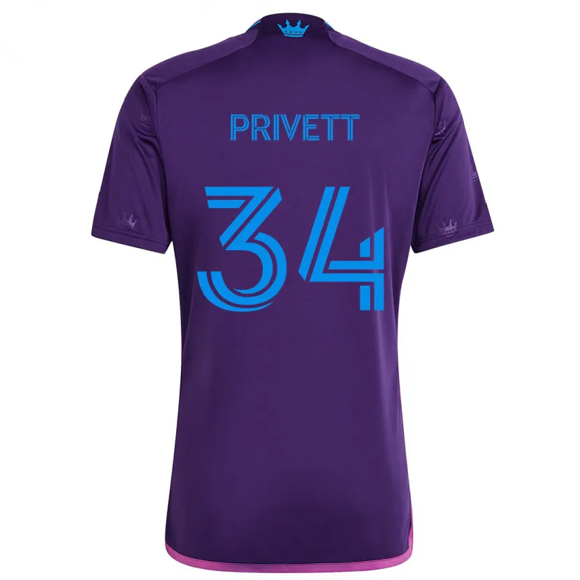 Danxen Enfant Maillot Andrew Privett #34 Bleu Violet Tenues Extérieur 2024/25 T-Shirt