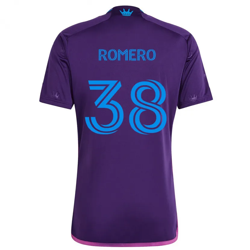 Danxen Enfant Maillot Brian Romero #38 Bleu Violet Tenues Extérieur 2024/25 T-Shirt