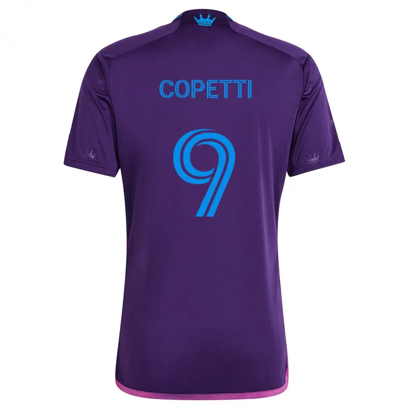 Danxen Enfant Maillot Enzo Copetti #9 Bleu Violet Tenues Extérieur 2024/25 T-Shirt