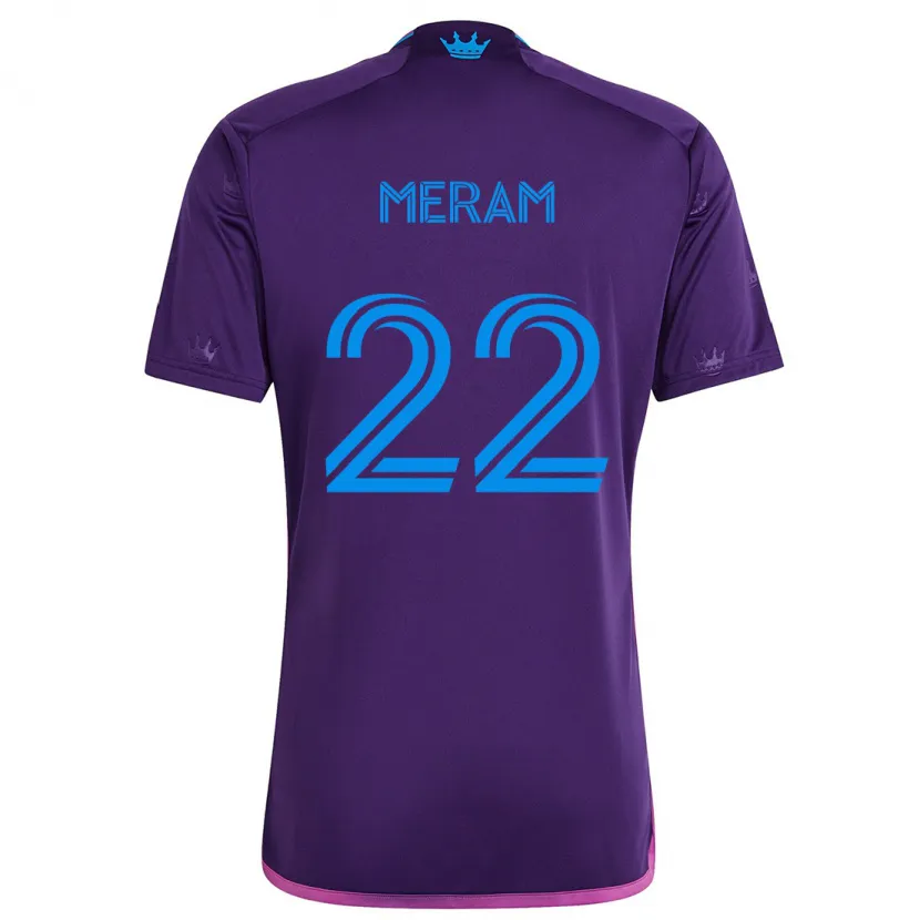 Danxen Enfant Maillot Justin Meram #22 Bleu Violet Tenues Extérieur 2024/25 T-Shirt