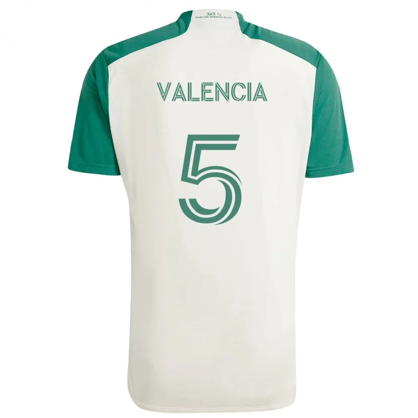 Danxen Enfant Maillot Jhojan Valencia #5 Couleurs Beiges Vert Tenues Extérieur 2024/25 T-Shirt