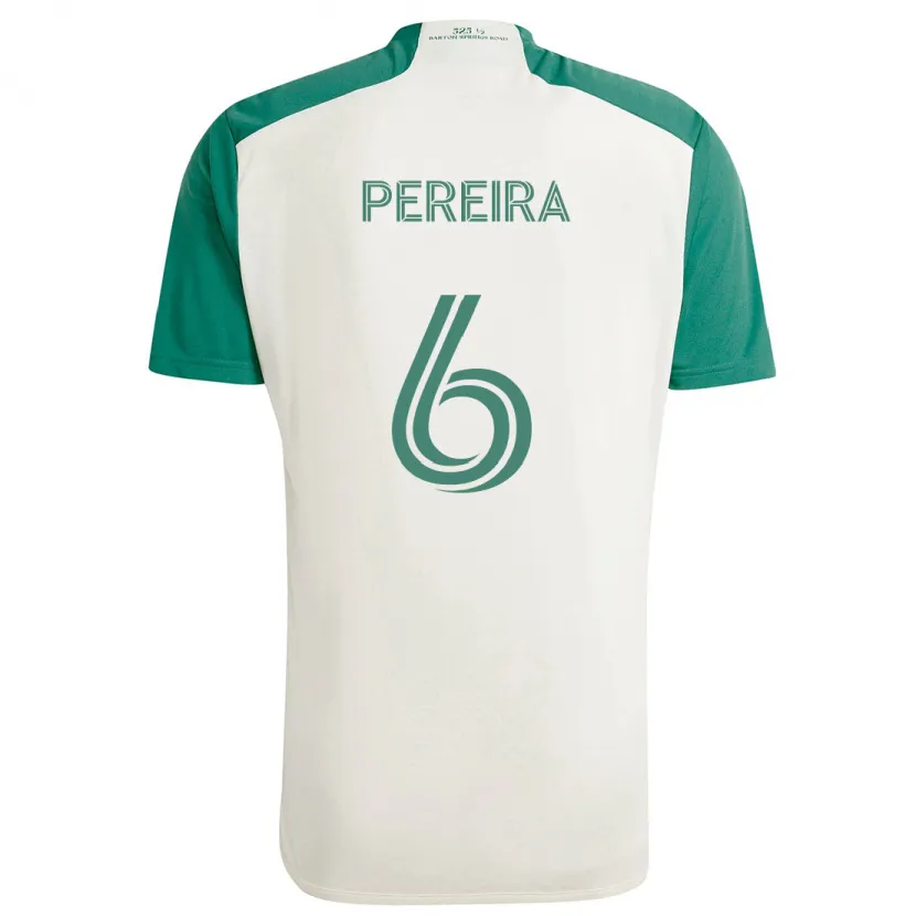 Danxen Enfant Maillot Daniel Pereira #6 Couleurs Beiges Vert Tenues Extérieur 2024/25 T-Shirt