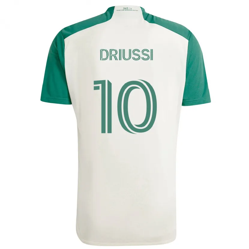 Danxen Enfant Maillot Sebastián Driussi #10 Couleurs Beiges Vert Tenues Extérieur 2024/25 T-Shirt