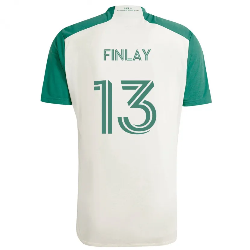 Danxen Enfant Maillot Ethan Finlay #13 Couleurs Beiges Vert Tenues Extérieur 2024/25 T-Shirt