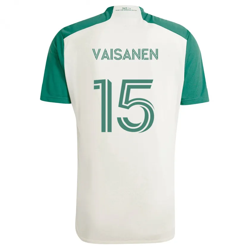 Danxen Enfant Maillot Leo Väisänen #15 Couleurs Beiges Vert Tenues Extérieur 2024/25 T-Shirt