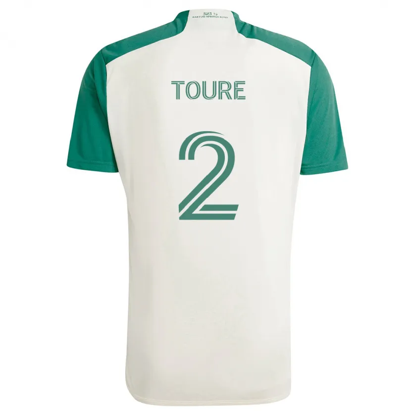 Danxen Enfant Maillot Cheick Touré #2 Couleurs Beiges Vert Tenues Extérieur 2024/25 T-Shirt