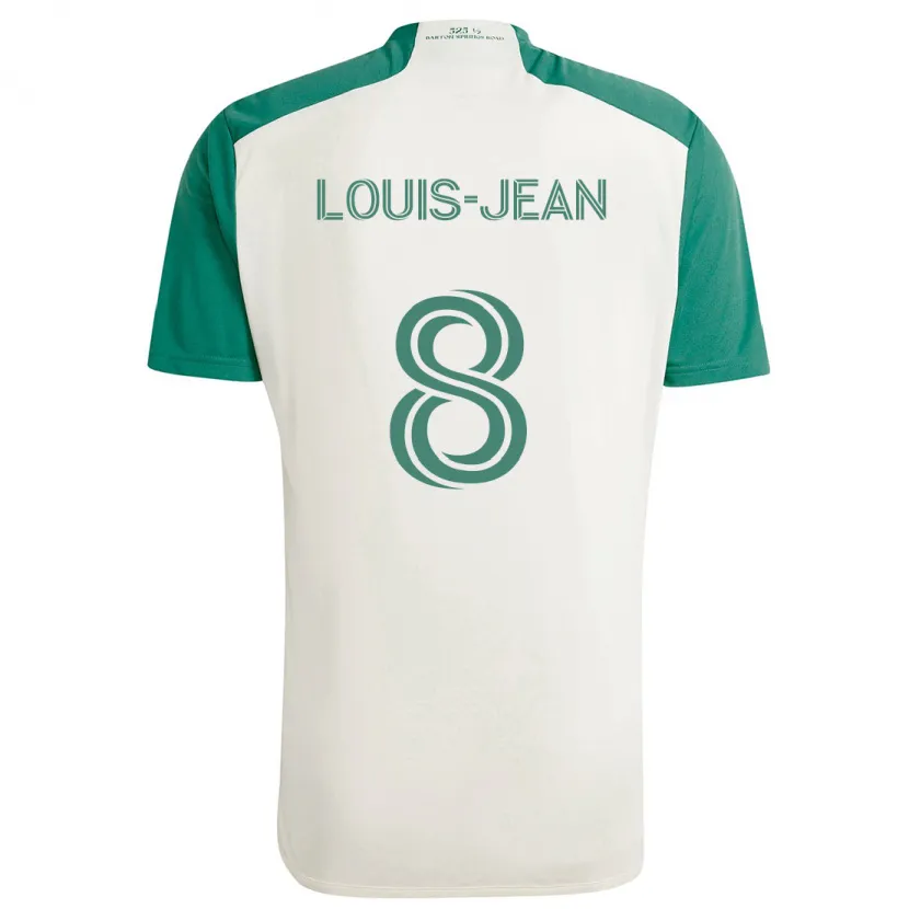 Danxen Enfant Maillot Steeve Louis-Jean #8 Couleurs Beiges Vert Tenues Extérieur 2024/25 T-Shirt