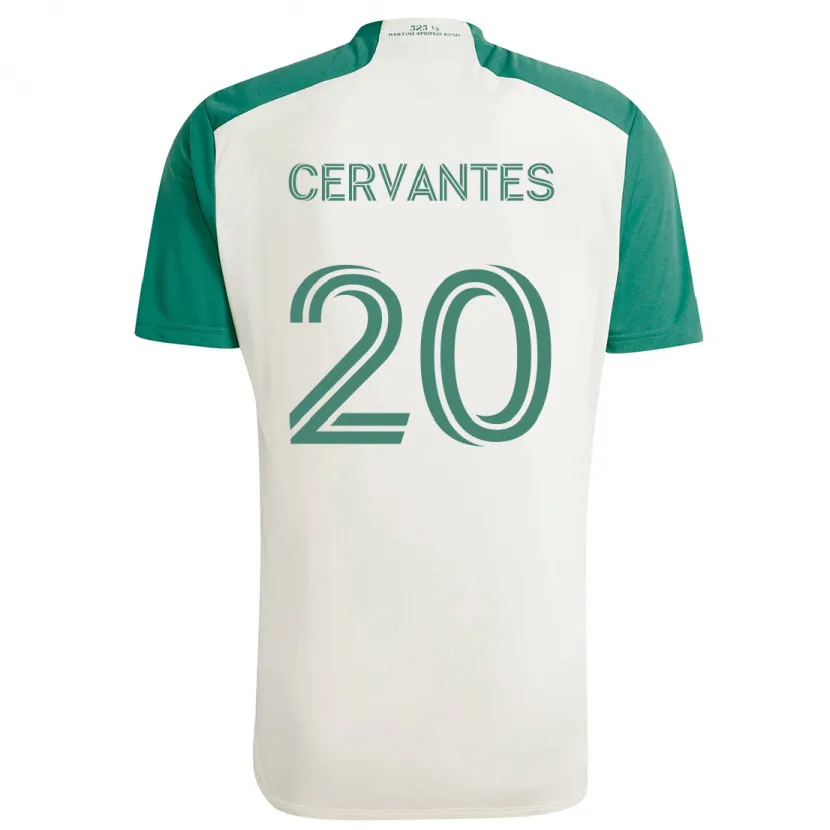 Danxen Enfant Maillot Aaron Cervantes #20 Couleurs Beiges Vert Tenues Extérieur 2024/25 T-Shirt