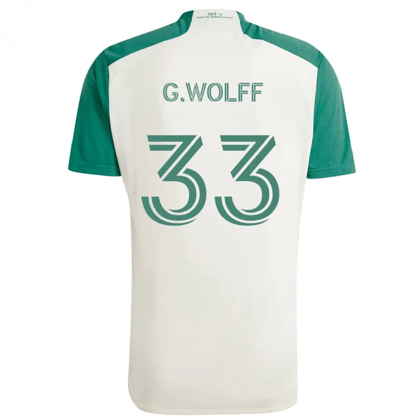 Danxen Enfant Maillot Gavin Wolff #33 Couleurs Beiges Vert Tenues Extérieur 2024/25 T-Shirt