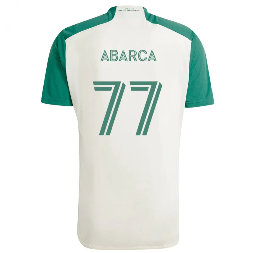 Danxen Enfant Maillot Diego Abarca #77 Couleurs Beiges Vert Tenues Extérieur 2024/25 T-Shirt