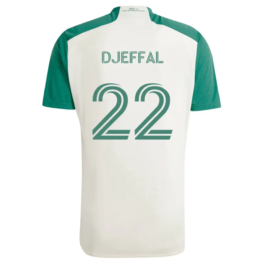 Danxen Enfant Maillot Sofiane Djeffal #22 Couleurs Beiges Vert Tenues Extérieur 2024/25 T-Shirt