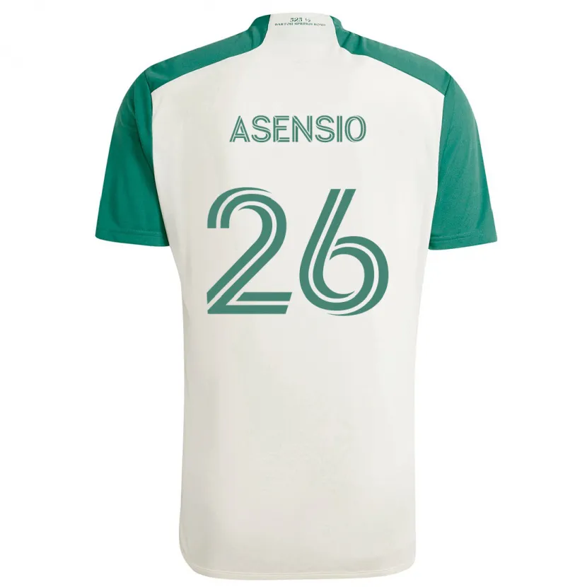 Danxen Enfant Maillot Charlie Asensio #26 Couleurs Beiges Vert Tenues Extérieur 2024/25 T-Shirt