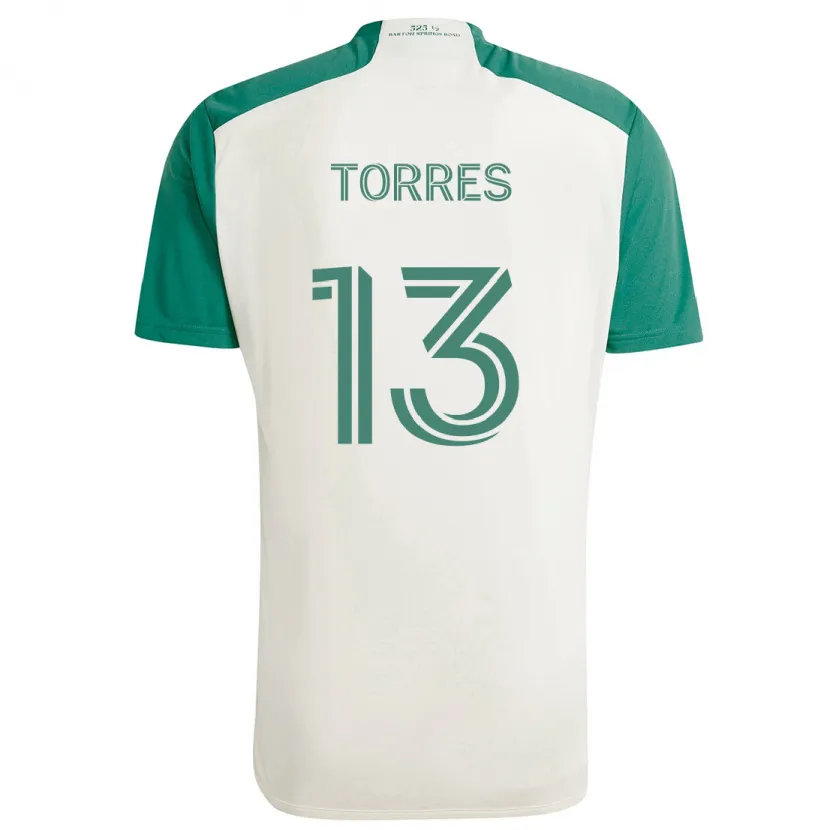 Danxen Enfant Maillot Leo Torres #13 Couleurs Beiges Vert Tenues Extérieur 2024/25 T-Shirt