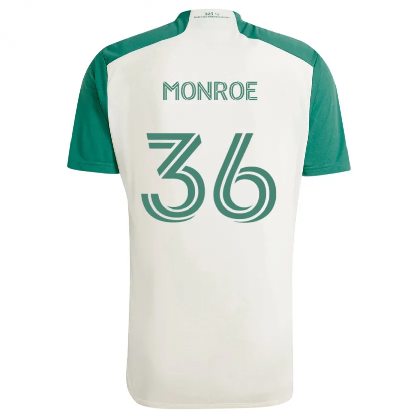 Danxen Enfant Maillot Greg Monroe #36 Couleurs Beiges Vert Tenues Extérieur 2024/25 T-Shirt