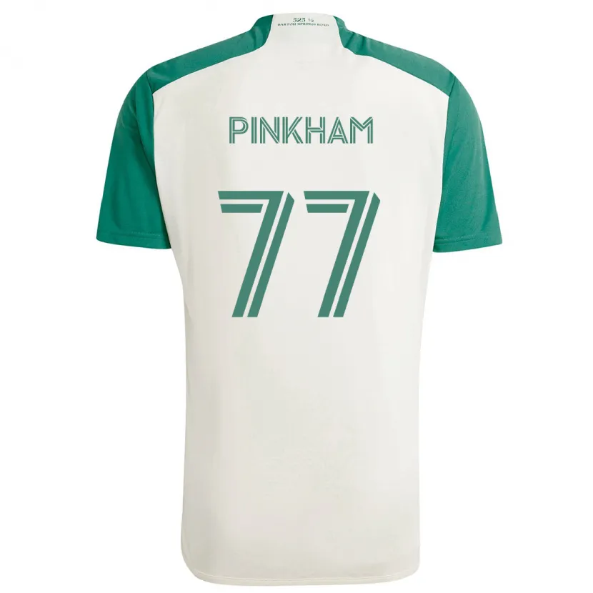 Danxen Enfant Maillot Chris Pinkham #77 Couleurs Beiges Vert Tenues Extérieur 2024/25 T-Shirt