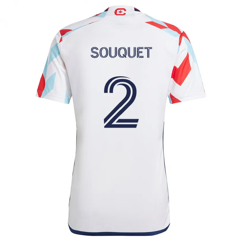 Danxen Enfant Maillot Arnaud Souquet #2 Blanc Rouge Bleu Tenues Extérieur 2024/25 T-Shirt