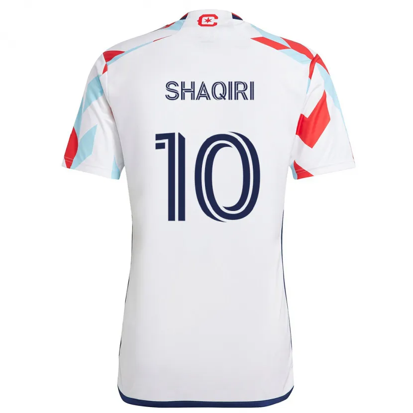 Danxen Enfant Maillot Xherdan Shaqiri #10 Blanc Rouge Bleu Tenues Extérieur 2024/25 T-Shirt